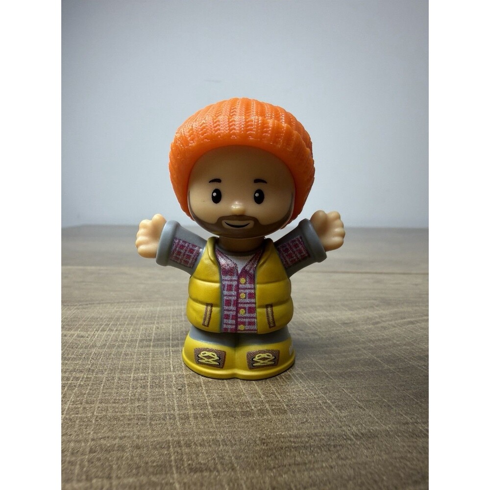 Fisher Price Little People Camping Dad Beard Hat Vest Orange Hat Rare